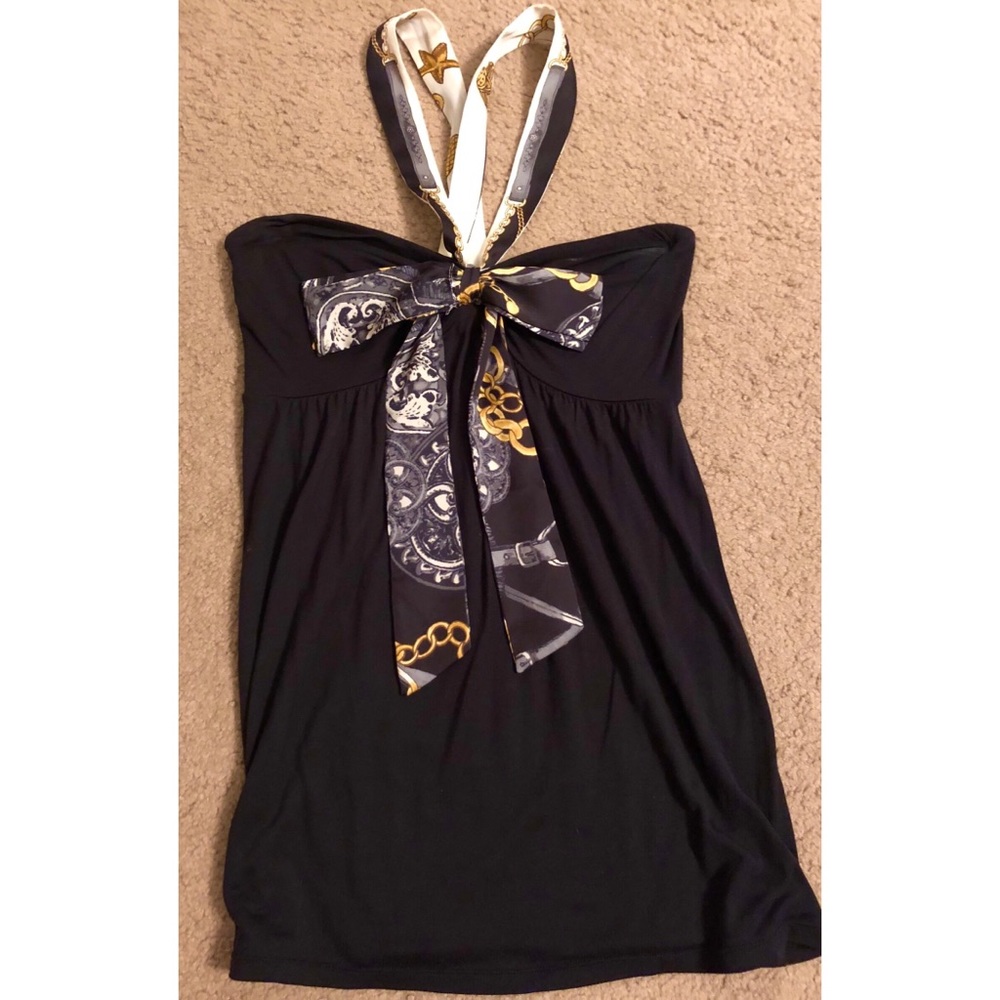 Very cute black ribbon tie halter from Express